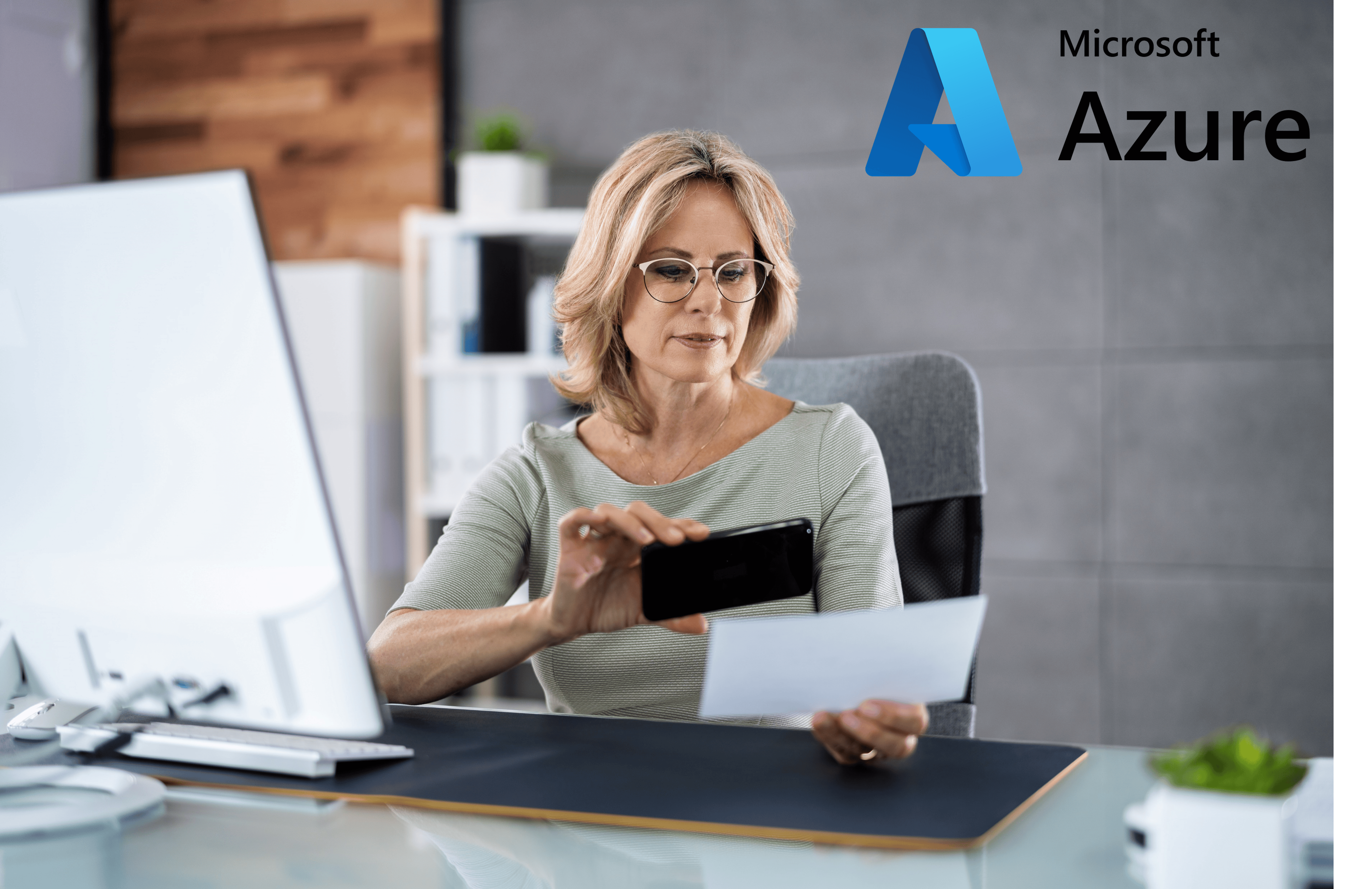 Woman scans a document with Microsoft Azure AI Document Intelligence. Learn how to create apps like that for your business.