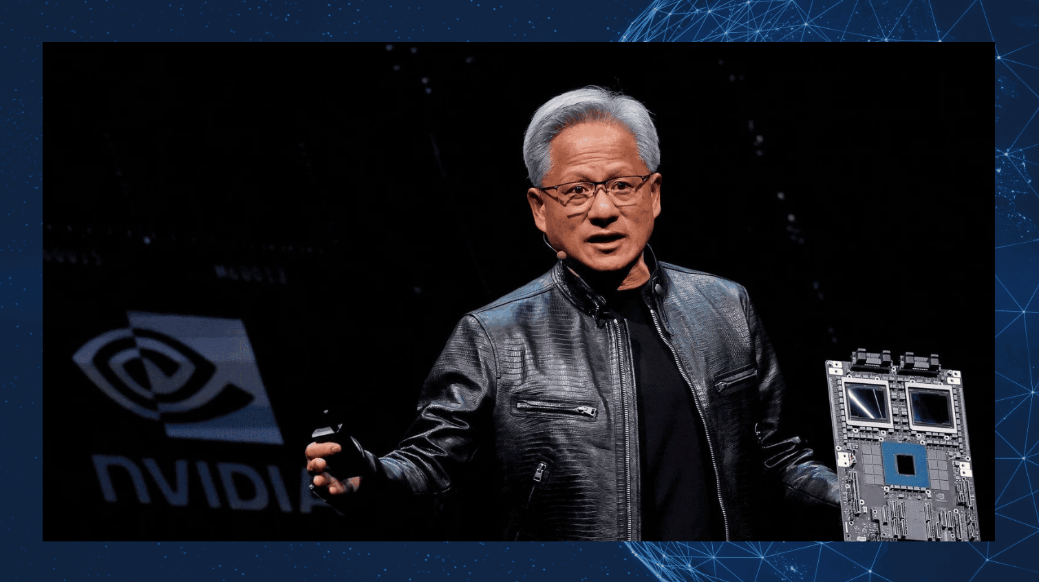 Image featuring NVIDIA CEO standing alongside the NVIDIA logo. The photo highlights the company's leadership in AI and graphics technology. Credit to CNN for the image.